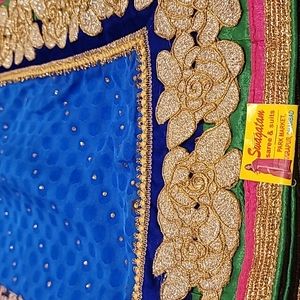 BRAND NEW -Blue soft net Sari